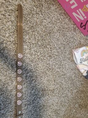 Brown Leather Belt with Pink Rhinestone Conchos